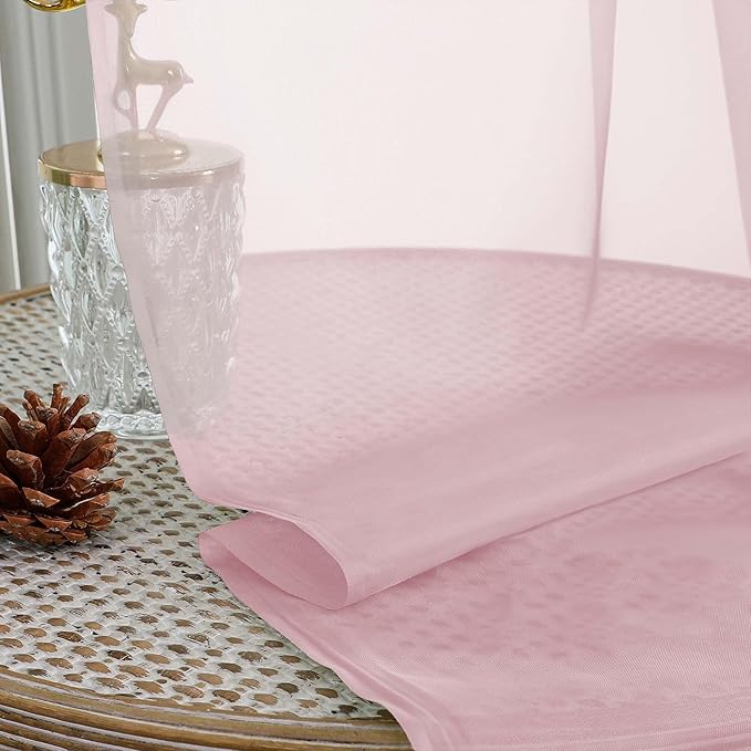 Blush Sheer Curtains 84 Inches Long 2 Panels Set - Image 5