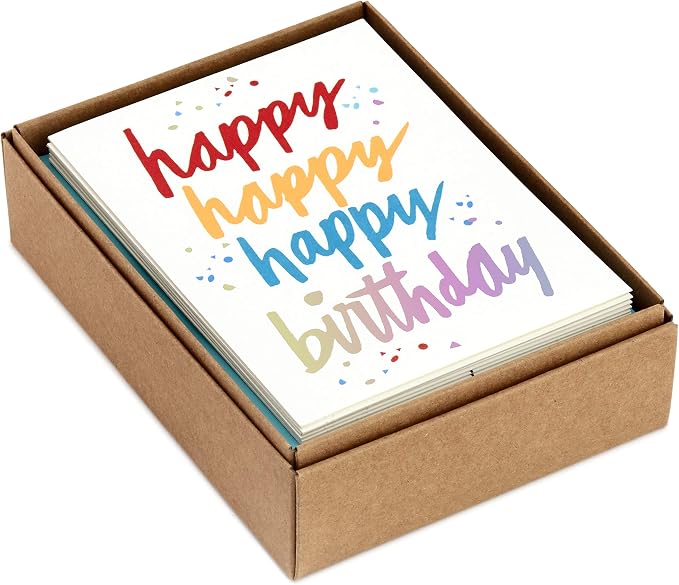 Hallmark Birthday Cards Assortment, 20 Cards with Envelopes (Refill Pack Card Organizer Box) & Birthday Cards Assortment, 24 Cards with Envelopes (Rainbow Lettering, Best Day Ever)