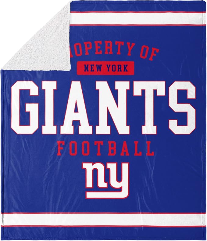 FOCO New York Giants NFL Team Property Of Sherpa Fleece Blanket