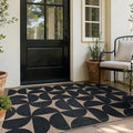 Lahome Semi Circle Front Porch Rug, Black 3x5 Easy Jute Outdoor Patio Rug | Farmhouse Neutral Washable Non Slip Non Shedding Door Mat for Entryway Layering Office