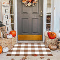 Ckorzen Coffee and White Plaid Rug,28" x 43" Outdoor Front Porch Door Decor Mat, Washable Cotton Woven Farmhouse Area Rug for Layered Door Mats Carpet, Entryway, Easter Décor