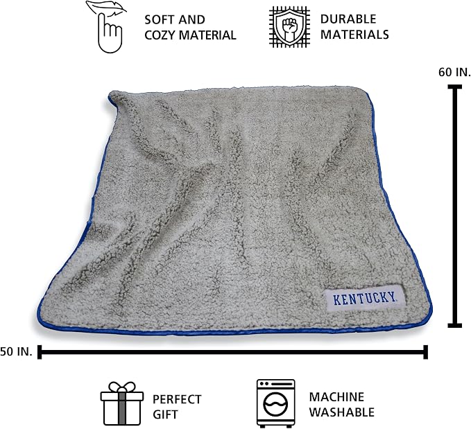 Logo Brands NCAA Frosty Fleece Blanket (50" x 60") – Soft & Warm Sherpa Material with Team Logo, Team Color Trim, Great Gift for Alumni & Students