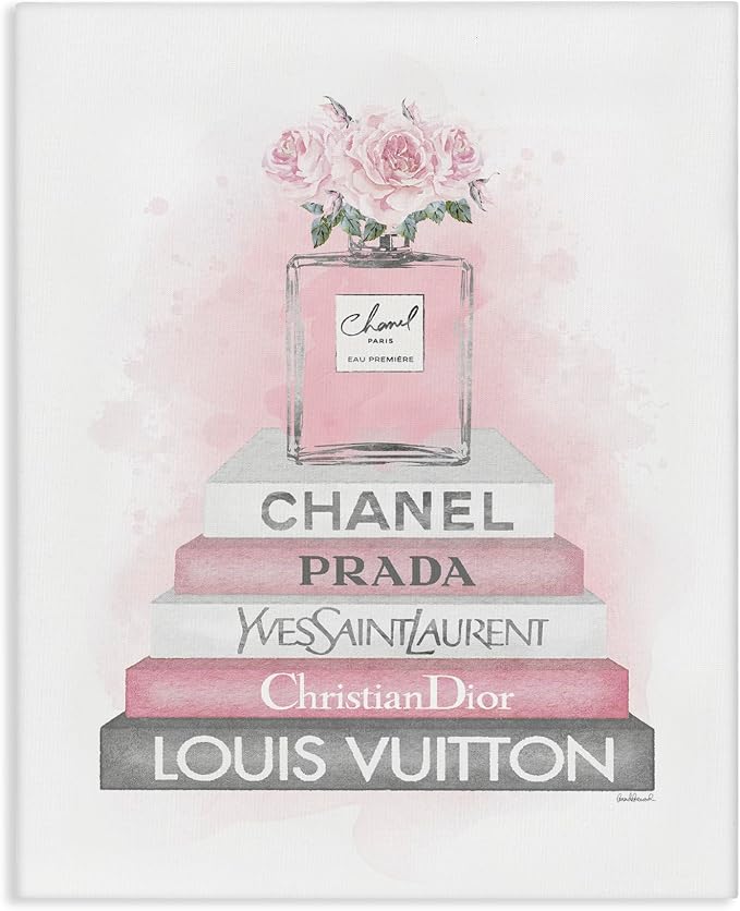 Stupell Industries 'Pink Roses Perfume Bottle Glam Fashion'| Canvas Art | Stupell Industries | 36 x 48 Inches, Easy to Hang and Sturdy, Made in USA, by Amanda Greenwood