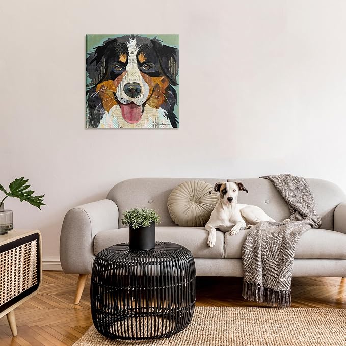 Bernese Mountain Dog Collage, 30 x 30 Inch Canvas Wall Art | Stupell Industries · By Traci Anderson · Ready to hang · Great for pet lovers · Made in USA