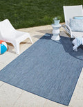 Unique Loom Outdoor Solid Collection Area Rug (7' 10" x 10' Rectangle Blue/Navy Blue)