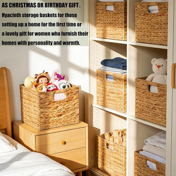 11x11in Storage Baskets 4 Pcs Storage Bins for Cube Shelf,Handwoven Laundry Organizers