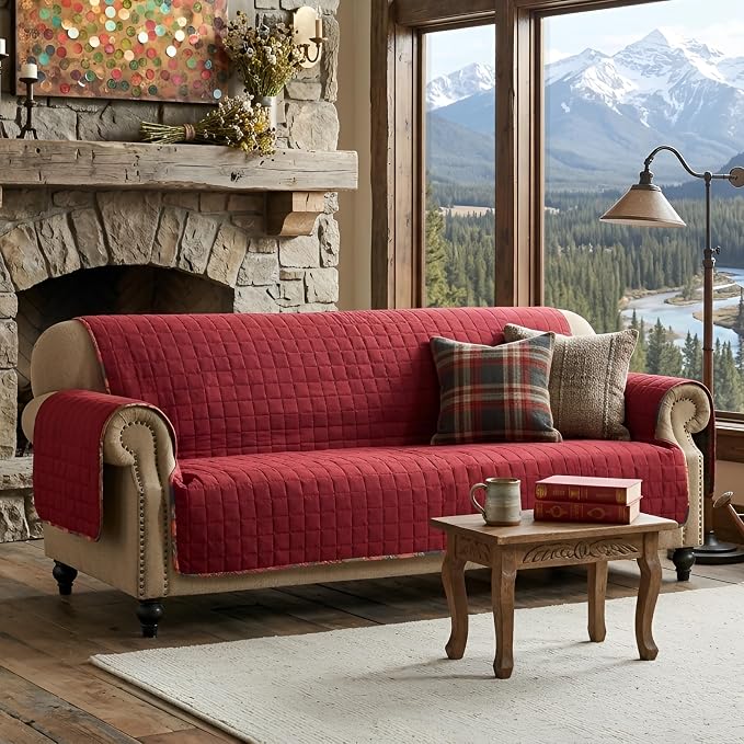 Greenland Home Fashions Gold Rush Reversible Slipcover - Furniture Protector - Sofa