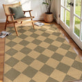 Lessymo Checkered Entryway Rug 3x5, Easy Jute Washable Rugs for Living Room | Outdoor Patio Area Rug, Non Slip Indoor Door Mat Farmhouse Neutral Carpet for Guestroom Foyer Backyard, Diamond Brown/Beige