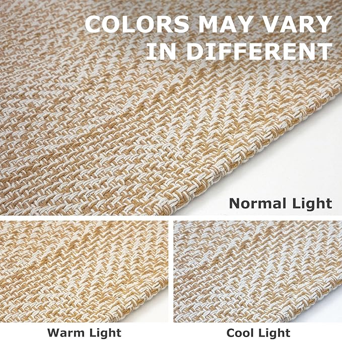 IOHOUZE Washable Exrea Long Hallway Runner Rug 3x18 Non Slip Rubber Backed Kitchen Runner Entryway Runner Indoor, Woven Rug Carpet for Kitchen Hall Entryway Stair, Warm Beige/Orange/Apricot