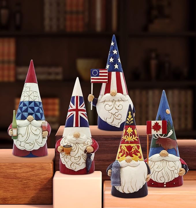 Enesco Jim Shore Heartwood Creek Gnomes Around the World American Patriotic Figurine, 5.5 Inch, Multicolor