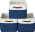 DECOMOMO Storage Bins, Extra Large Fabric Storage Baskets for Shelves 3Pack | 15.8 x 12.5 x 10 inches Decorative Linen Closet Organizers (Navy Blue & White)