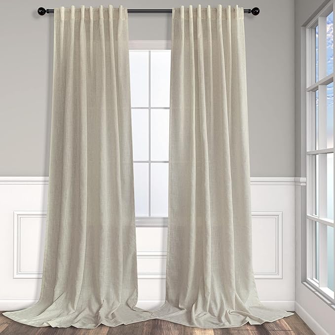 Pitalk Linen Sheer Drape 104 Inch Curtains by Pitalk
