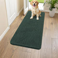 Smiry Dog Door Mat for Muddy Paws 47x24, Absorbent Dirt Trapper, Non-Slip Washable Chenille Entryway Rug for Inside Floor, Green, Classic Solid