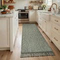 Collive Boho Hallway Runner Rug, 2.6' x 7' Sage Green Bathroom Mats Washable Modern Farmhouse Kitchen Runner Rugs, Hand Woven Entry Hall Carpet for Laundry Bedroom Decor