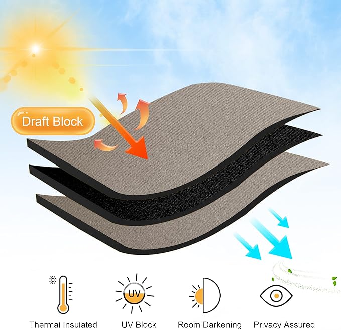 RYB HOME Blackout Curtains for Bedroom 84 inches Long 2 Panels Set, Privacy Thermal Insultaed Sunlignt Heat Blocking Drapes for Nursery Rental Room, Width 42 by Length 84, Sand