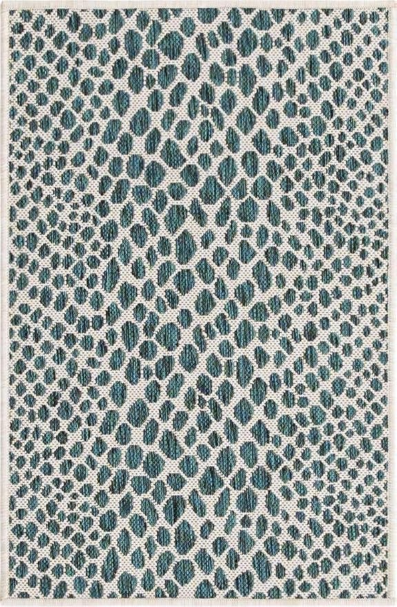 Unique Loom Outdoor Collection Area Rug - Cape Town (2' 2" x 3' 1" Rectangle, Teal/ Ivory)
