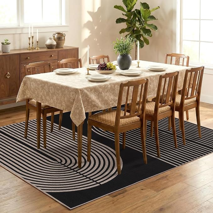 GarveeHome Modern Rainbow Easy Jute Rug 5x7, Washable Area Rugs for Living Room Bedroom Farmhouse Dining Room, Contemporary Neutral Non Slip Non Shedding Floor Carpet for Office RV Patio