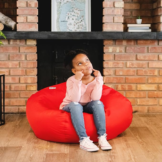 Big Joe Classic Bean Bag Chair for Kids Bedroom and Reading Nook, Easy-Clean Red, Durable Nylon Polyester Blend, 2 feet Refillable | 2 feet, Smartmax Fabric, Polystyrene Bean Filled, Refillable, Nylon Polyester, Safe for Kids Ages 3+, Supports Up to 25...