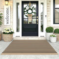KOZYFLY 3'x5' Cotton Area Rug, Brown and Black Striped Outdoor Rug, Hand-Woven, Machine Washable, Perfect for Front Door, Kitchen, Living Room