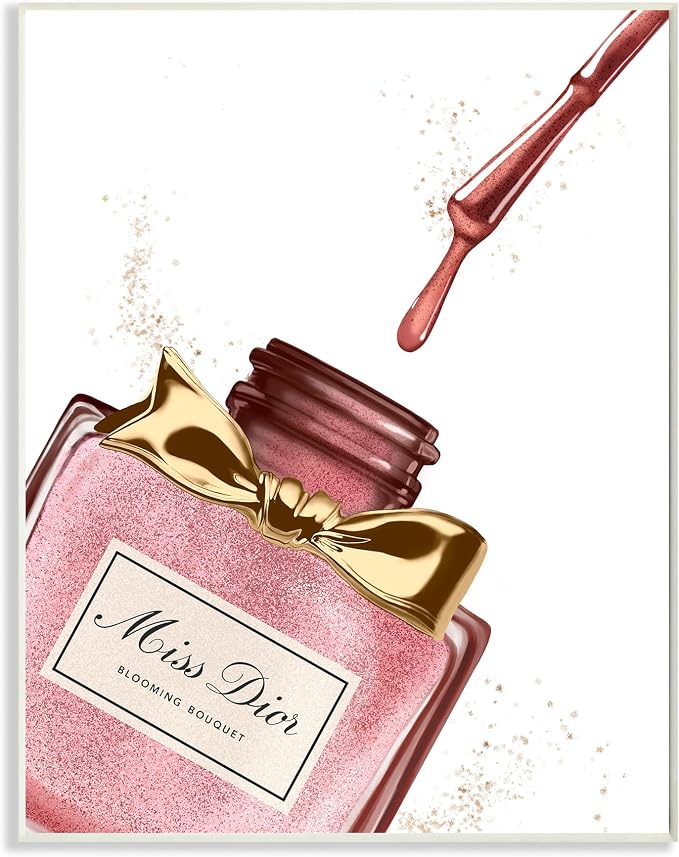 Stupell Industries 'Makeup Nail Polish Brush Pink Gold Drip', Wall Plaque Art, 13 x 19 Inches, Easy to Hang and Sturdy, Made in USA, by Ziwei Li
