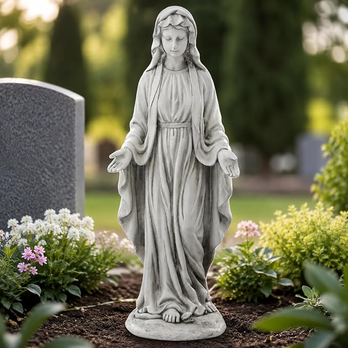 Virgin Mary Statue Outdoor, Large 30 Inch Religious Garden Statue | Blessed Catholic Praying Statue, Durable Weather MGO Stone Sculptures, for Home,Yard,Patio,Forch, Brings Peaceful Blessings