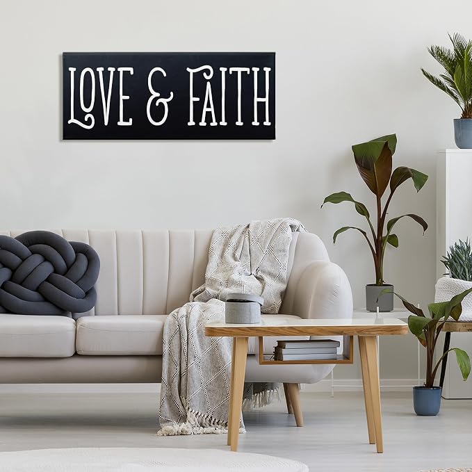 Stupell Industries 'Love & Faith on Black'| Canvas Art | Stupell Industries | 30 x 13 Inches, Easy to Hang and Sturdy, Made in USA, by SD Graphics Studio