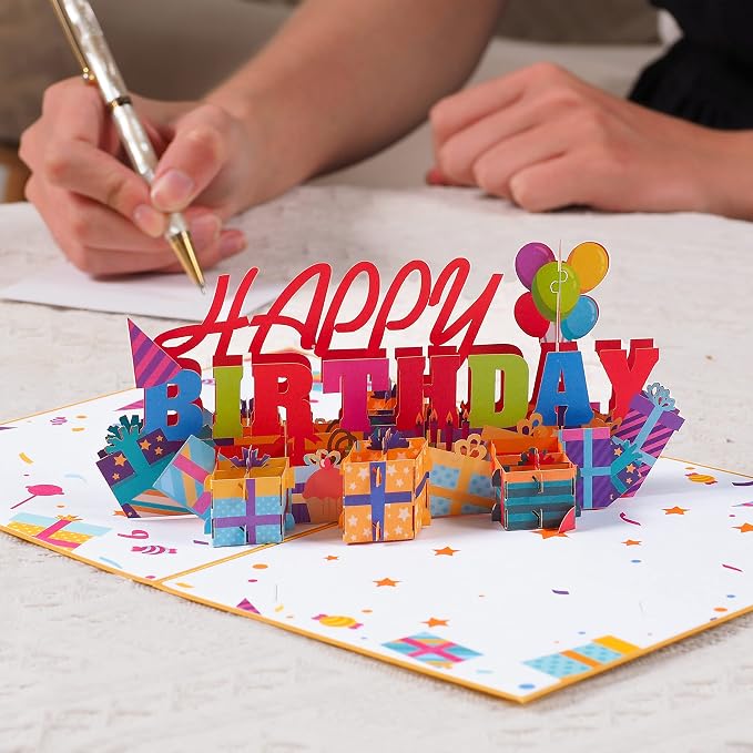 Paper Love Birthday Pop Up Cards 2 Pack - Includes 1 Happy Birthday Astronaut and 1 Happy Birthday, For Adults or Kids -5" x 7" Cover - Includes Envelope and Note Tag