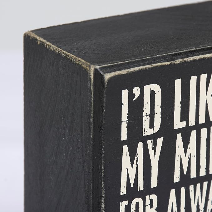 Primitives by Kathy 104041 Classic Black and White Box Sign, 5 x 4-Inches, Middle Finger