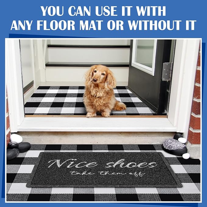 Geelin 2 Pcs 30'' x 18'' Doormat 43'' x 27.5'' Black and White Layered Rug for Front Door Mat Outside Entrance Welcome Door Mats for Indoor Outdoor Entryway Porch Decor(Nice Shoes Take Them Off)