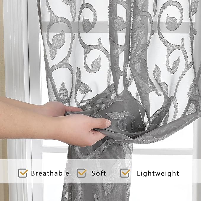 OWENIE Furman Sheer Curtains 63 inch Length - Image 5
