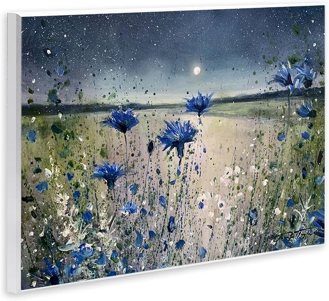 'Moon over Blooming Flowers'| Wall Plaque Art | Stupell Industries | 15 x 10 Inches, Easy to Hang and Sturdy, Made in USA, by Jennifer Taylor Art
