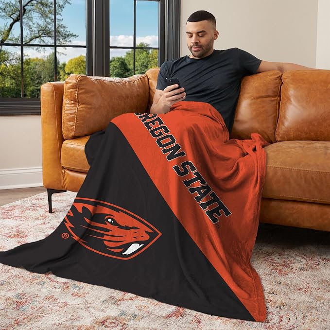 Northwest NCAA Silk Touch Throw Blanket, Ultra Soft Plush Polyester, Lightweight Warm Decorative Fan Gift, 46 x 60 in