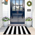 OLANLY Black and White Striped Rug 2' x 3' (24" x 36") – Washable Cotton Indoor Outdoor Doormat for Front Door, Entryway, Kitchen, Porch, Patio Decor