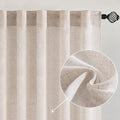 MIULEE Natural White Linen Curtains 86 Inch Long for Bedroom Living Room, Soft Thick Linen Textured Window Drapes Semi Sheer Light Filtering Rod Pocket Back Tab Neutral Farmhouse Cream Ivory 2 Panels