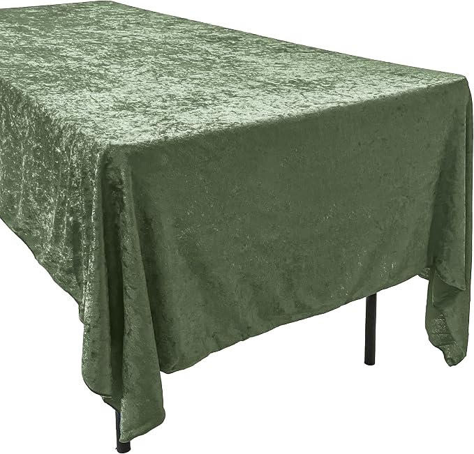 AK TRADING CO. Lush Panne Velvet Tablecloth - 60 x 102 Inch Rectangular Table Cover | Great for Buffet Table, Parties, Holiday Dinner, Wedding & Baby Shower (Sage Green, 60 x 102 Inch)