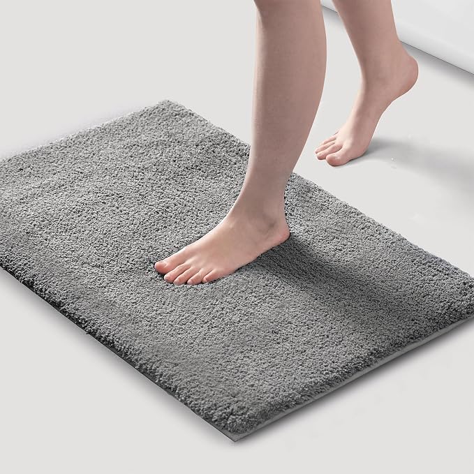 Madison Park Marshmallow Super Soft & Absorbent Bath Rug, 20 x 30, Grey | Non slip Backing, Spa Quality Luxurious Plush Bath Mat for Bathroom, Quick Dry, OEKO TEX