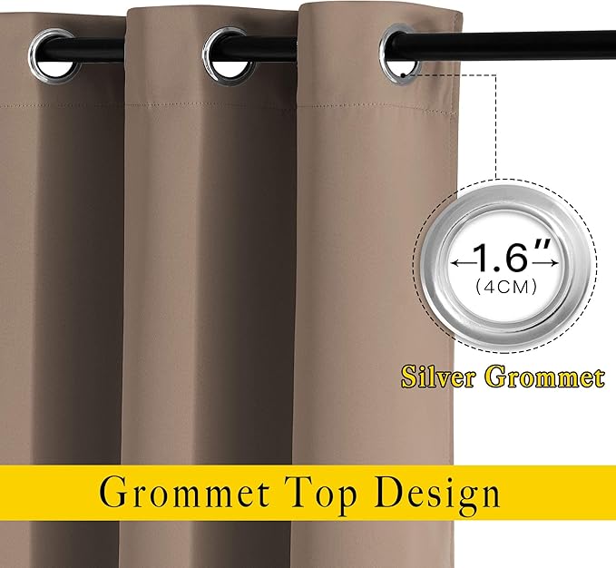 NICETOWN Blackout Cappuccino Curtains 84 inches Long, Grommet Room Darkening Thermal Insulated Sound Dampening Window Treatments for Bedroom/Home Office, 2 Panels, W46 x L84