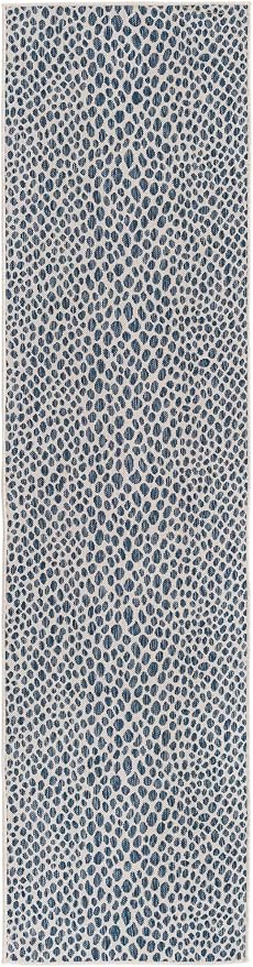 Unique Loom Outdoor Collection Area Rug - Cape Town (2' 7" x 10' Runner, Blue/ Olive)