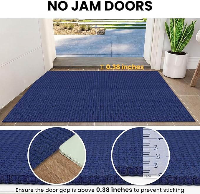 IOHOUZE Washable Exrea Long Hallway Runner Rug 3x20 Non Slip Rubber Backed Kitchen Runner Entryway Runner Indoor, Woven Rugs Floor Carpet for Kitchen Hall Entryway, Royal Blue/Navy