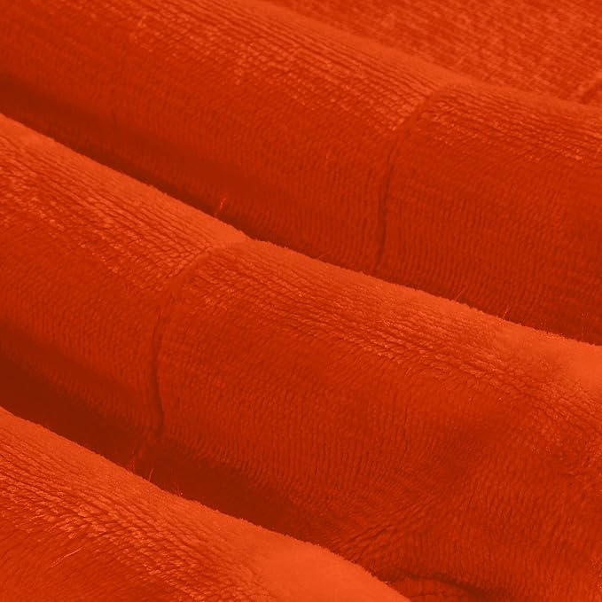Elegant Comfort Ultra Soft Reversible Flannel Sherpa Blanket - Cozy Silky Fleece Throw for Couch, Bed - Plush Fuzzy Warm Winter Blanket for Gift, Twin, Orange