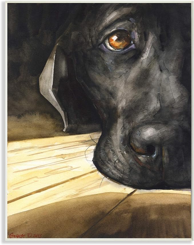 Labrador Resting Pet Dog, 10 x 15 Inch Mounted Print on Wall Plaque | Stupell Industries · By George Dyachenko · Ready to hang · Great gift for pet lovers · Made in USA