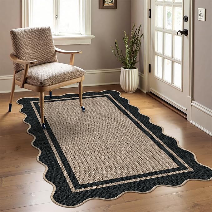 Easy Jute 3x5 Brown Rectangle Area Rug,Washable Entryway Rug, Modern Door Carpet,Neutral Non-Slip Outdoor Indoor Farmhouse Rug for Living Room Kitchen Patio Bedroom