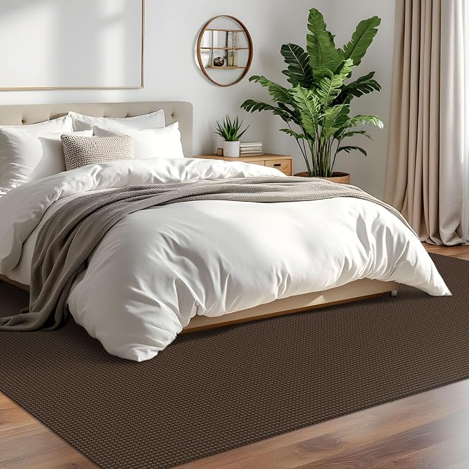 IOHOUZE Washable Area Rug 6x9 Non Slip Rubber Backed Rugs for Living Room, Dining Room Rugs Bedroom Rug, Woven Indoor Floor Carpet for Living Room Nursery Office, Brown