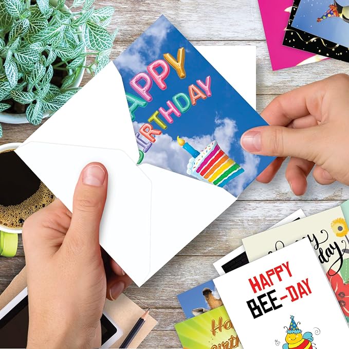 Best Card Co 36 Assorted Funny Birthday Notecards Bulk Box Set 4 x 5.12 Inch with Envelopes (36 Designs, 1 Each) Animals, B-Day Card Variety Pack A Bunch of Birthdays AM7744BDG-B1x36