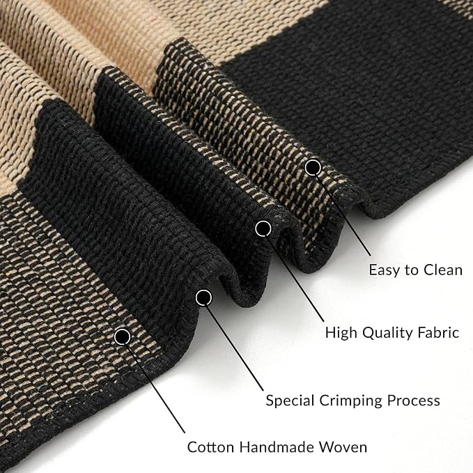 IOHOUZE Buffalo Plaid Checkered Rug 27.5 x 43 Inches Front Door Mats, Washable Area Rugs for Front Porch Welcome Mats Indoor Outdoor, Entryway Door Rug for Entryway, Home Entrance, Tan Black