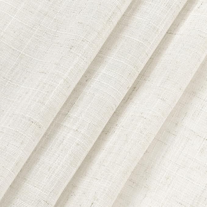 Nanspring Cream Linen Cafe Curtains 30 Inch Length Privacy Light Filtering Semi Sheer Front Door Small Window Curtains Back Tab Rod Pocket Short Curtain for Bathroom Kitchen Basement RV 26x30 Cream