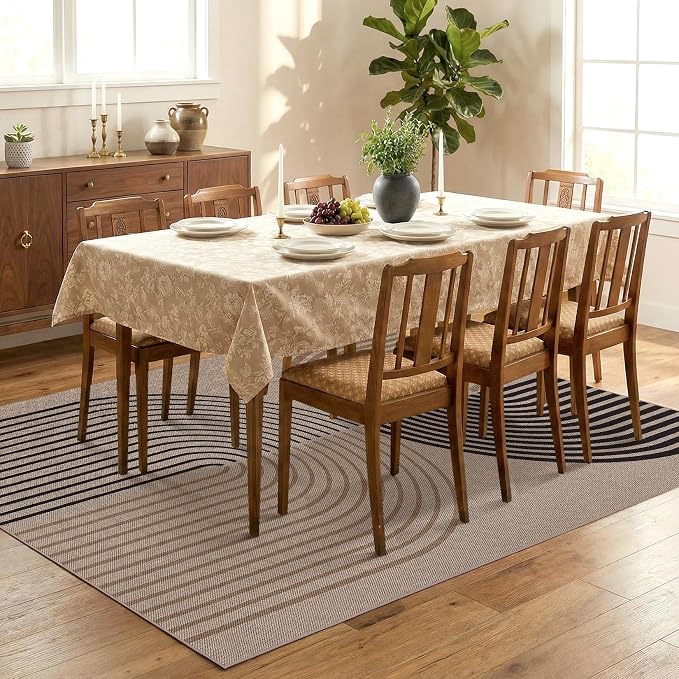 GarveeHome Easy Jute Rug 5x7 Modern Rainbow, Washable Area Rugs for Living Room Farmhouse Dining Room, Contemporary Natural Non Slip Floor Carpet for Office RV Patio