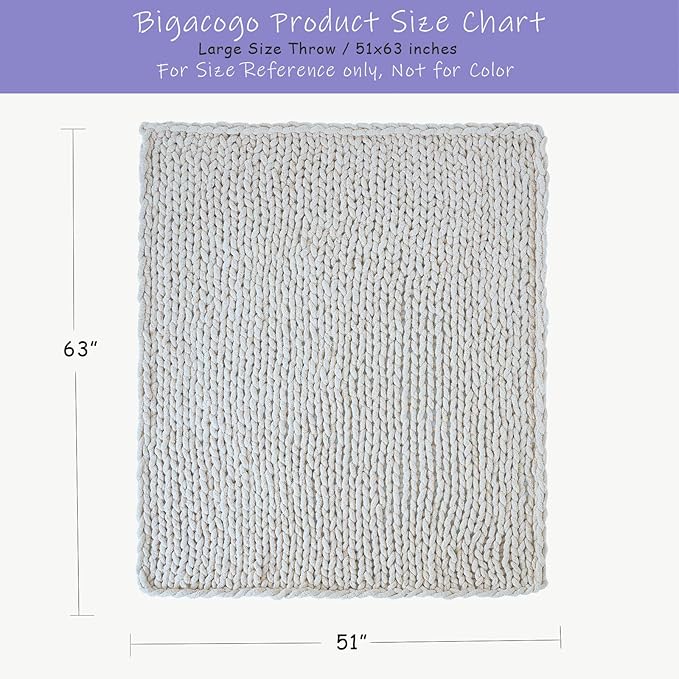 Bigacogo Chunky Knit Throw Blanket for Couch, 51x63 inches, 100% Hand Knitted with Thick Jumbo Chenille Yarn, Cozy Soft Large Rope Knot Cable Crochet Blankets for Sofa Bed Living Room, Goldenrod