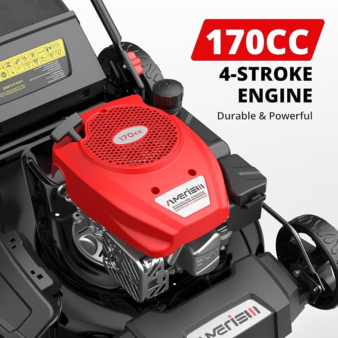 21" Steel Deck Self-Propelled Lawn Mower, 170cc OHV Engine with Forced Air-Cooling System, 3-in-1 Mulching, Rear Bag & Discharge, 6 Adjustable Cutting Height(1.5" to 3.9"), Easy Assembly & Maintenance