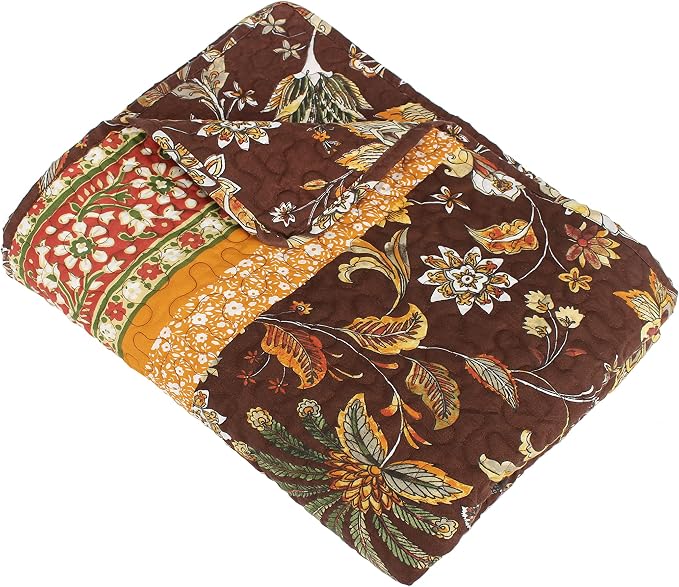 Greenland Home Barefoot Bungalow Audrey Throw Blanket, Chocolate,60 x 50-inch